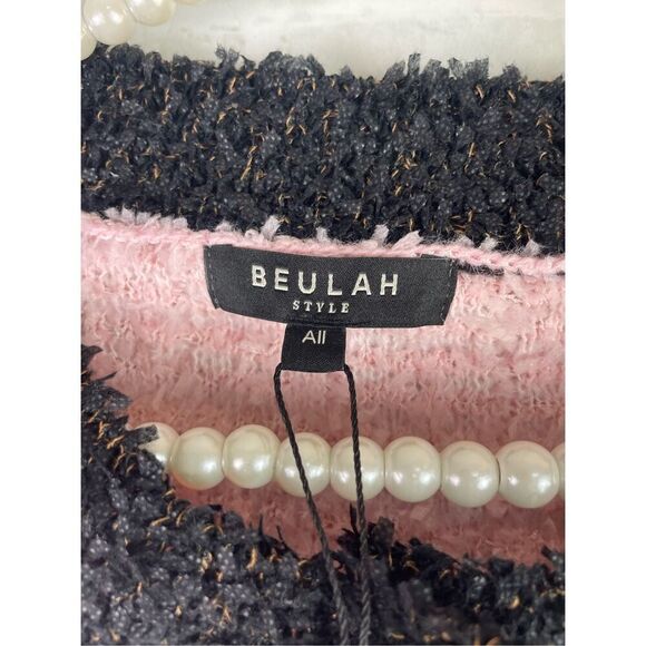 NEW BEULAH FUZZY EYELASH CARDIGAN PINK & BLACK SIZE Small - Picture 3 of 6